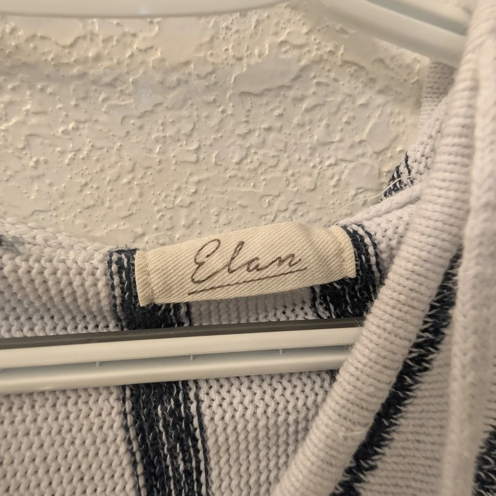 Elan Navy and White Nautical Knit Sweater